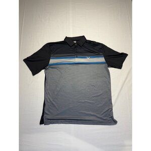 Callaway Opti-Dri Golf Polo Shirt Men’s M Black Gray Stripe Performance Stretch